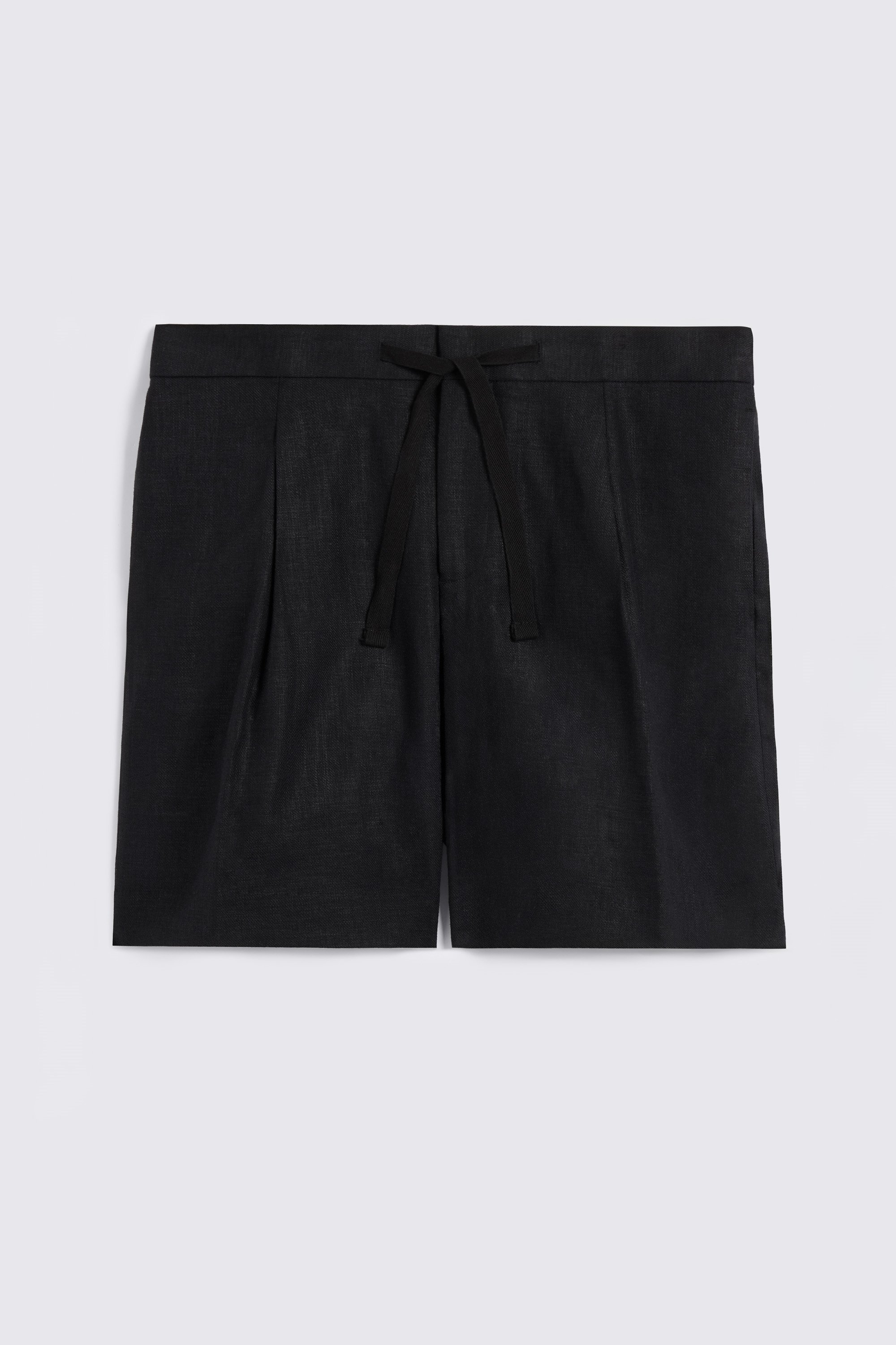 Black Linen-Blend Shorts